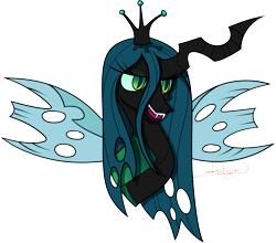 Size: 4904x4325 | Tagged: safe, artist:aurumluxetal, queen chrysalis, changeling, changeling queen, absurd resolution, bust, grin, open mouth, smiling, solo