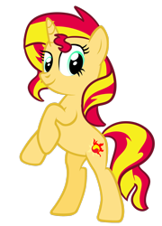 Size: 1280x1778 | Tagged: safe, artist:korgikardigan, sunset shimmer, pony, unicorn, bipedal, happy, looking at you, raised hoof, simple background, smiling, solo, transparent background, vector