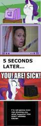 Size: 566x1718 | Tagged: safe, rarity, pony, unicorn, blood, drillbit, exploitable meme, knife, meme, text, tv meme