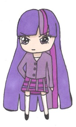 Size: 210x350 | Tagged: safe, artist:kikigabriella7, derpibooru import, twilight sparkle, chibi, clothes, humanized, skirt