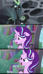 Size: 1280x2215 | Tagged: safe, edit, edited screencap, screencap, queen chrysalis, starlight glimmer, changeling, changeling larva, changeling queen, pony, unicorn, the crystalling, the times they are a changeling, to where and back again, female, grub, kamen rider, kamen rider gaim, mare, psyga's alternate pony scenes, screencap comic