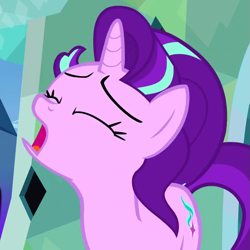 Size: 721x720 | Tagged: safe, screencap, starlight glimmer, pony, unicorn, the crystalling, cropped, eyes closed, invisible stallion, solo