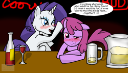 Size: 900x515 | Tagged: safe, berry punch, berryshine, rarity, pony, unicorn, drunk, drunk rarity