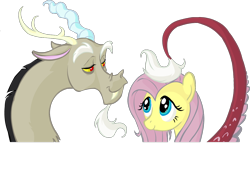 Size: 1260x880 | Tagged: safe, artist:precosiouschild, discord, fluttershy, pegasus, pony, discoshy, female, male, shipping, straight