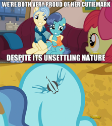 Size: 908x1024 | Tagged: safe, edit, edited screencap, screencap, petunia paleo, queen chrysalis, changeling, changeling queen, the fault in our cutie marks, emblem, exploitable meme, meme, petunia paleo's unsettling cutie mark