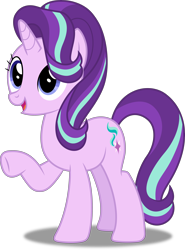 Size: 3696x5000 | Tagged: safe, artist:dashiesparkle, artist:illumnious, edit, starlight glimmer, pony, unicorn, the crystalling, .svg available, absurd resolution, cute, female, full body, glimmerbetes, mare, open mouth, ponyscape, raised hoof, simple background, smiling, solo, transparent background, vector, vector edit
