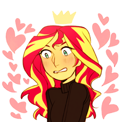 Size: 500x500 | Tagged: safe, artist:mimimonlon, sunset shimmer, equestria girls, clothes, female, solo, two toned hair