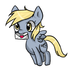 Size: 518x501 | Tagged: safe, artist:melipuffles, derpy hooves, pegasus, pony, female, heart, letter, mare, mouth hold, solo