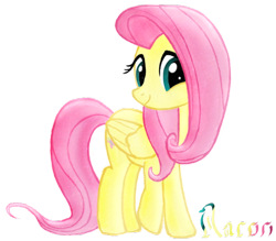 Size: 600x526 | Tagged: safe, artist:raynaron, fluttershy, pegasus, pony, female, mare, pink mane, solo, yellow coat
