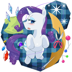 Size: 1500x1500 | Tagged: safe, artist:ino, rarity, pony, unicorn, blushing, female, horn, mare, pixiv, solo