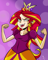 Size: 1400x1754 | Tagged: safe, artist:frankaraya, sunset shimmer, equestria girls, evil, flexing, scene interpretation, solo