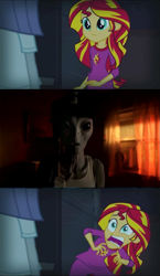 Size: 595x1024 | Tagged: safe, sunset shimmer, alien, equestria girls, rainbow rocks, baseball, baseball bat, baseball cap, exploitable meme, hat, josh exley, meme, sunset screamer, the unnatural, the x files