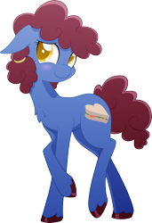 Size: 2443x3568 | Tagged: safe, artist:emkay-mlp, oc, oc only, oc:sandwich, blushing, chest fluff, cute, freckles, pigtails, solo, unshorn fetlocks