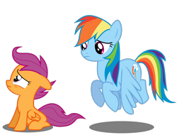 Size: 1438x1092 | Tagged: safe, artist:byteslice, derpibooru import, rainbow dash, scootaloo, pegasus, pony, .svg available, female, filly, mare, simple background, svg, transparent background, vector