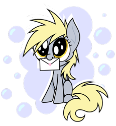 Size: 900x976 | Tagged: safe, artist:cuttycommando, derpy hooves, pegasus, pony, blonde hair, female, filly, gray coat, smiling, wings