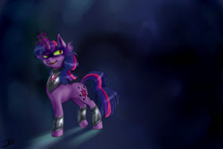 Size: 1024x683 | Tagged: safe, artist:tzelly-el, derpibooru import, twilight sparkle, corrupted, corrupted twilight sparkle, dark magic, sombra eyes