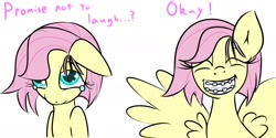 Size: 2000x1000 | Tagged: safe, artist:kryptchild, fluttershy, pegasus, pony, braces, teenager, younger