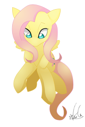 Size: 667x1000 | Tagged: safe, artist:kiwi-heart, fluttershy, pegasus, pony, female, mare, pink mane, solo, yellow coat