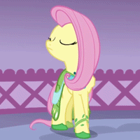 Size: 200x200 | Tagged: safe, screencap, fluttershy, pegasus, pony, suited for success, animated, clothes, cropped, dress, eyes closed, gala dress, loop, nodding, one eye closed, solo