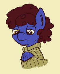 Size: 600x739 | Tagged: safe, artist:sandwichdelta, oc, oc only, oc:sandwich, chest fluff, ear fluff, fluffy, sad, sad horse boob sweater