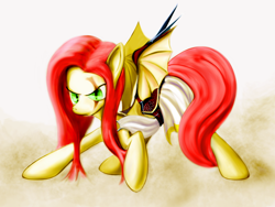 Size: 1200x900 | Tagged: safe, artist:sunteri, fluttershy, pegasus, pony, blades, female, mare, pink mane, yellow coat