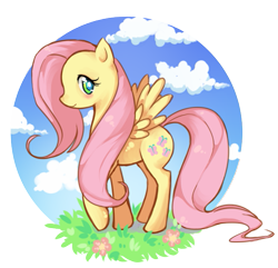 Size: 639x617 | Tagged: safe, artist:azamono, artist:kyorokyoro, fluttershy, pegasus, pony, female, mare, pink mane, yellow coat