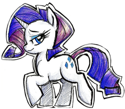 Size: 615x537 | Tagged: safe, artist:obligatorilyoptional, rarity, pony, unicorn, female, horn, mare, white coat