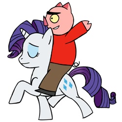 Size: 1010x1010 | Tagged: safe, artist:trinosan, rarity, pony, unicorn, anthros riding ponies, drawn together, riding, spanky ham