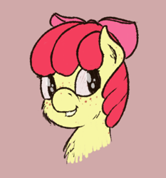 Size: 432x464 | Tagged: safe, artist:sandwichdelta, apple bloom, chest fluff, cute, filly, freckles, solo