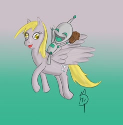 Size: 862x874 | Tagged: safe, artist:mangaturtle, derpy hooves, pegasus, pony, crossover, female, gir, invader zim, mare