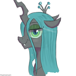 Size: 1700x1700 | Tagged: dead source, safe, artist:hypno, queen chrysalis, changeling, changeling queen, bust, colored sketch, female, portrait, profile, simple background, sketch, solo, white background