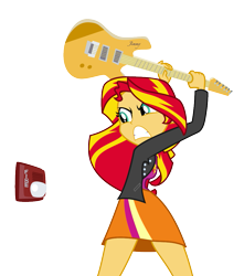 Size: 901x1021 | Tagged: safe, artist:mohawgo, sunset shimmer, equestria girls, electric guitar, fire alarm, guitar, jimmy (guitar), simple background, solo, sunset shimmer the siren slayer, transparent background, vector