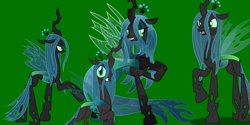 Size: 1366x685 | Tagged: safe, artist:mlpsonic156, queen chrysalis, changeling, changeling queen, crystal pony, pony, crystallized, looking at you, poses, shadow, simple background, solo, vector, wallpaper