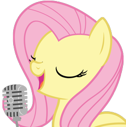 Size: 2436x2456 | Tagged: safe, artist:mihaaaa, fluttershy, pegasus, pony, high res, microphone, simple background, singing, solo, transparent background, vector