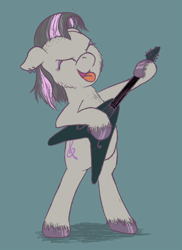 Size: 600x824 | Tagged: safe, artist:sandwichdelta, octavia melody, earth pony, pony, alternate hairstyle, alternate universe, chest fluff, earring, flying v, guitar, piercing, rocktavia, unshorn fetlocks