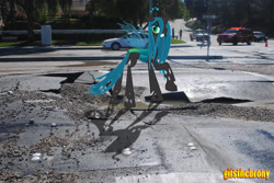 Size: 3872x2592 | Tagged: safe, artist:gifsthebrony, artist:utterlyludicrous, queen chrysalis, changeling, changeling queen, car, irl, photo, ponies in real life, shadow, sign, solo, street, vector