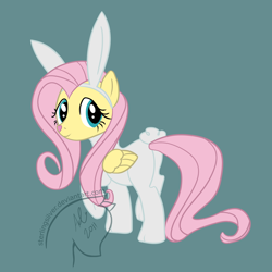 Size: 2000x2000 | Tagged: safe, artist:sterlingsilver, angel bunny, fluttershy, pegasus, pony, bunny costume, bunny ears, bunnyshy, clothes, costume, high res