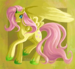 Size: 2227x2054 | Tagged: safe, artist:immortaltanuki, fluttershy, pegasus, pony, female, high res, mare, pink mane, yellow coat