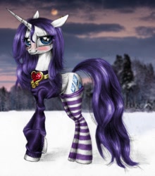 Size: 900x1022 | Tagged: safe, artist:volcanico, rarity, pony, unicorn, clothes, fire ruby, socks, solo, striped socks