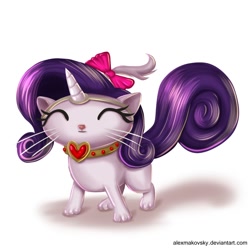 Size: 1200x1200 | Tagged: safe, artist:alexmakovsky, opalescence, rarity, cat, pony, unicorn, clothes, cosplay, costume, eyes closed, raricat, solo