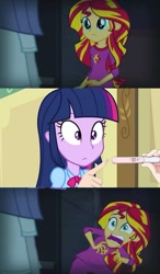 Size: 349x599 | Tagged: safe, sunset shimmer, twilight sparkle, twilight sparkle (alicorn), alicorn, equestria girls, rainbow rocks, exploitable meme, meme, pregnancy test, pregnancy test meme, sunset screamer