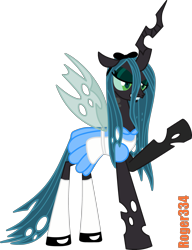 Size: 3757x4886 | Tagged: safe, artist:roger334, queen chrysalis, changeling, changeling queen, alice in wonderland, clothes, costume, grin, nightmare night, simple background, smiling, solo, transparent background, vector