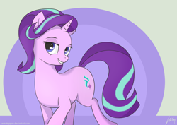 Size: 1024x724 | Tagged: safe, artist:wonkysole, starlight glimmer, pony, unicorn, female, lidded eyes, mare, smug, solo