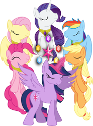 Size: 3000x4055 | Tagged: safe, artist:theshadowstone, derpibooru import, applejack, fluttershy, pinkie pie, rainbow dash, rarity, twilight sparkle, twilight sparkle (alicorn), alicorn, earth pony, pegasus, pony, unicorn, element of generosity, element of honesty, element of kindness, element of laughter, element of loyalty, element of magic, elements of harmony, female, magic, mare