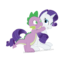 Size: 1720x1360 | Tagged: safe, artist:nyamas, rarity, spike, dragon, pony, unicorn, blushing, female, interspecies, male, shipping, sparity, straight