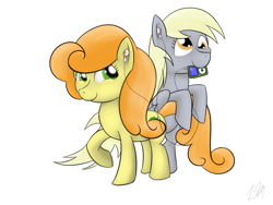 Size: 1024x768 | Tagged: safe, artist:mrfloppemz, carrot top, derpy hooves, golden harvest, pegasus, pony, female, ipod, mare