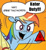 Size: 334x366 | Tagged: safe, derpibooru import, applejack, rainbow dash, earth pony, pegasus, pony, blonde mane, blue coat, blue wings, comic, dialogue, exploitable, exploitable meme, female, keter duty, mare, meme, multicolored hair, open mouth, orange background, raised hoof, raised leg, scp, scp foundation, simple background, smiling, speech bubble, two words meme, underhoof, wings