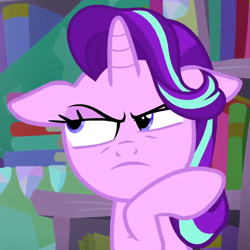 Size: 720x720 | Tagged: safe, screencap, starlight glimmer, pony, unicorn, the crystalling, angry, cropped, floppy ears, ragelight glimmer, solo