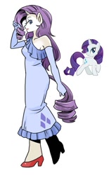 Size: 500x806 | Tagged: safe, artist:shepherd0821, rarity, anthro, ambiguous facial structure, clothes, dress, evening gloves