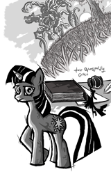 Size: 863x1350 | Tagged: safe, artist:monoglyph, derpibooru import, twilight sparkle, fanfic, grayscale, monochrome